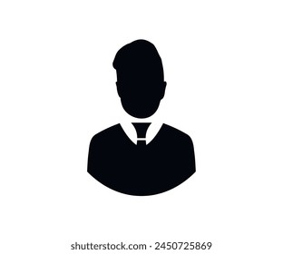 Business man icon. Male face silhouette with office suit and tie. User avatar profile vector design and illustration. 
