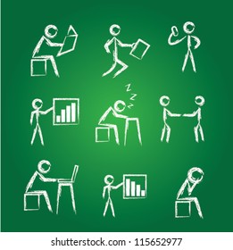 Business man icon set,Drawing,Vector