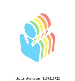 business man icon. Stack of colorful isometric icons on white background