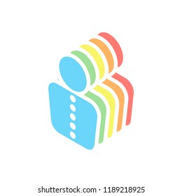business man icon. Stack of colorful isometric icons on white background