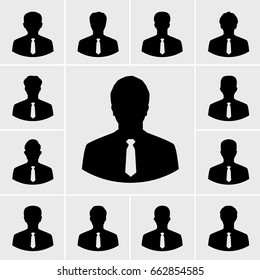 business man icons, Silhouettes people in suit