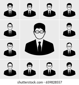 business man icons vector set