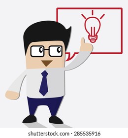 Business man with idea frame cartoon