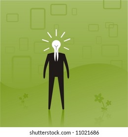 Business man with idea in his head.