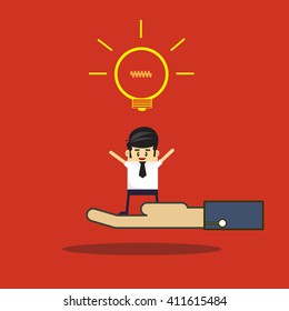 Business man and idea lamp, idea concept.