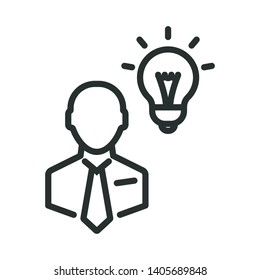 business man idea - minimal line web icon. simple vector illustration. concept for infographic, website or app.