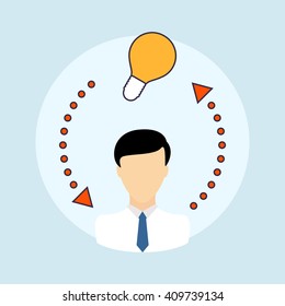 Business man with idea symbol. Vector illustration