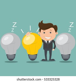 Business man with ideas , Get idea  - vector illustration