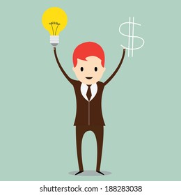 Business man with  ideas and money