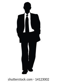 business man illustration silhouette walking isolated over a white background
