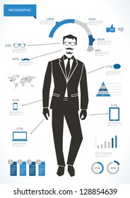 Business man infographic with hipster elements