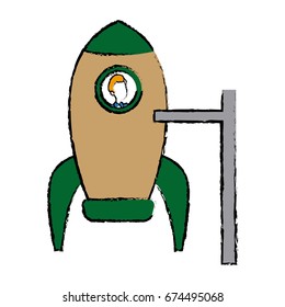 business man inside rocket startup work
