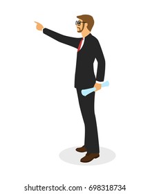 Business man isolated vector on white background 