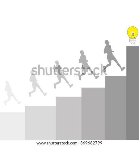 Business man jump, succes concept with progress and result, stock vector.