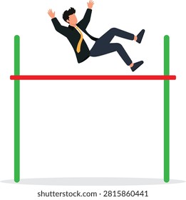Business Man Jumping High Bar Concept Vector Illustration
