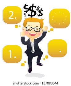 Business man jumping in joy isolated on white background- vector illustration.