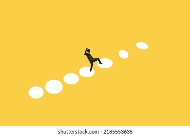 business man jumping on stepping stone