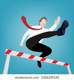 Business man jumping over a hurdle isolated on background illustration vector.