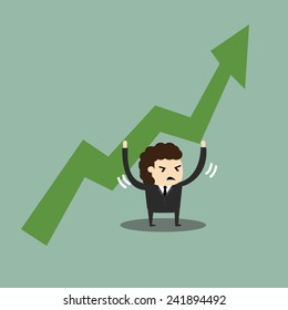 Business man keep up growth progress
