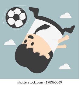 Business man kicking football.eps