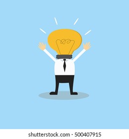 Business man with lamp idea head