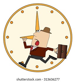 business man is late for work, vector illustration
