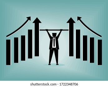 Business man lifting increase chart. Profit growing concept. Illustration vector