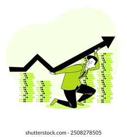 Business man lifting upward arrow Chart