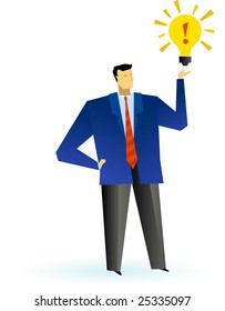 Business man with light bulb.