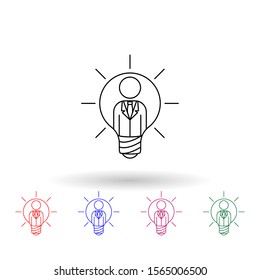 Business man in a light bulb multi color icon. Simple thin line, outline vector of idea icons for ui and ux, website or mobile application