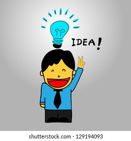 Business man with light bulb representing idea