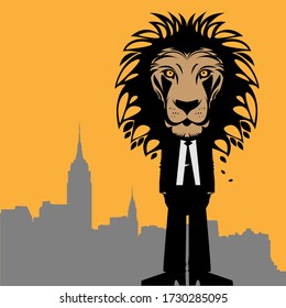 Business man with a lion head, vector illustration