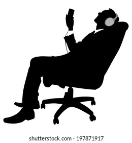 business man listening music relaxing, vector