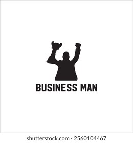Business Man logo with a black human icon on a white background