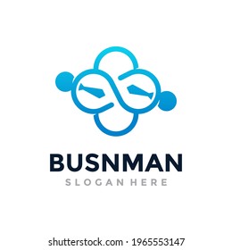 Diseño de plantillas de logotipo de Business Man. Ilustración de vector de trabajo en equipo infinito