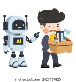 Business Man lost her job due to robot