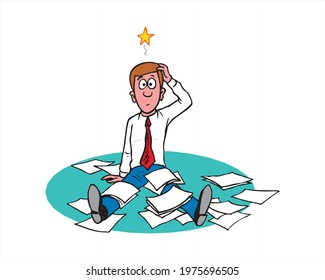 Business Man with lots of paper