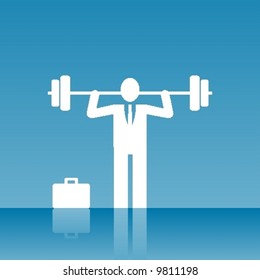 Business man maintaining weights.