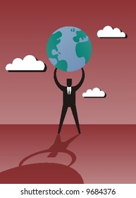 Business man maintaining the world.
