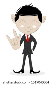 Business man makes hand. expressing the concept of love and friendship, happy and smiling
