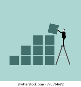 Business man making growing graph.Concept of marketing and management-vector