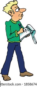 Business man making notes on paper
