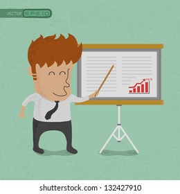 Business man making a presentation in front of a board  , eps10 vector format