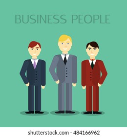Business Man Male Portrait Flat Design. Business people Vector