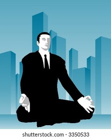 Business man meditating.