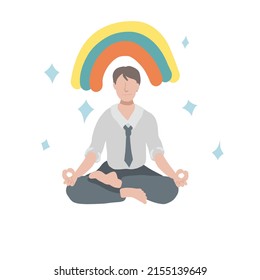 Business man meditation vector illustration, Business concept