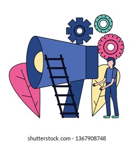 business man megaphone