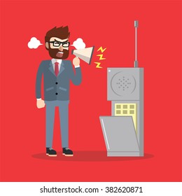 Business man megaphone