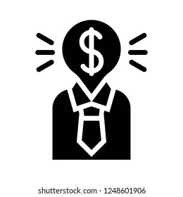 business man mind planning black solid icon in business and investment.