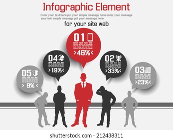 BUSINESS MAN MODERN INFOGRAPHIC RED